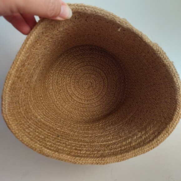 Boho Coiled Fabric Tassel Basket Home Decor Container Brown Jute - Picture 2 of 3